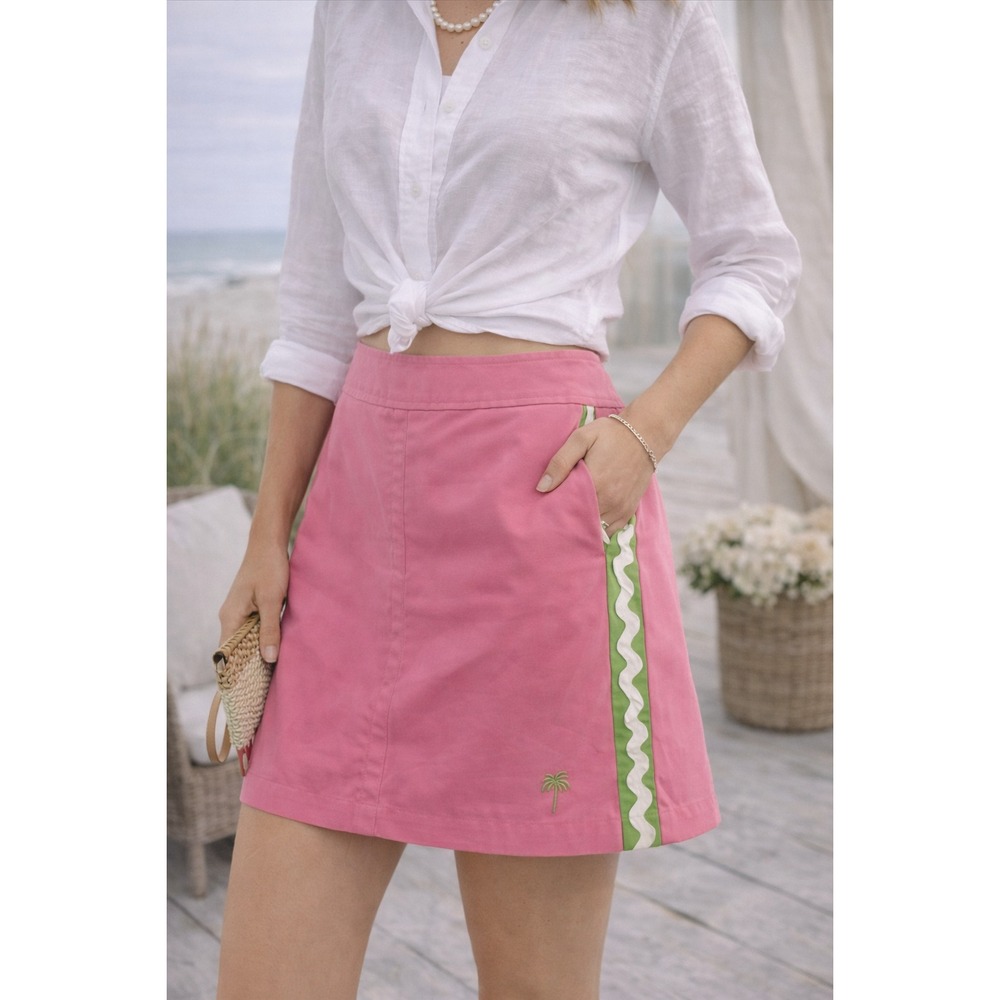 Vtg Lilly Pulitzer Womens Skort Shorts Pink Sz 4 Palm Tree Preppy Coastal Boho